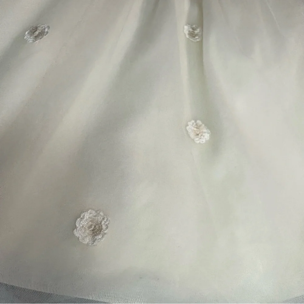 Flower girl communion rum pink Elegant Cream Kids Dress with‎ Bow satin tulle 3 - Picture 5 of 9